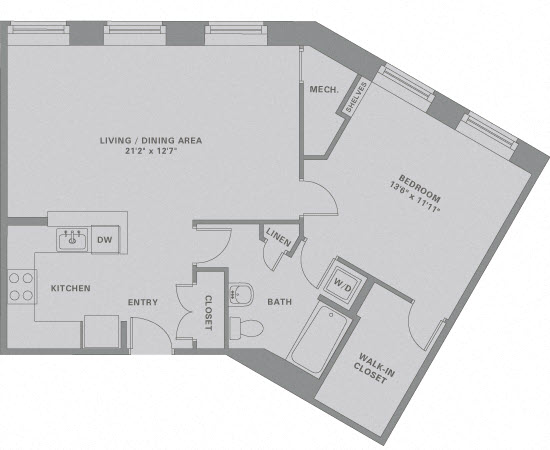 Floorplan for Apartment #02-425, 1 bedroom unit at Halstead Haverhill